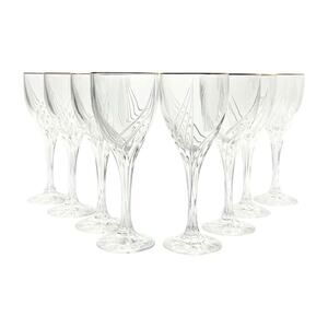 Lenox “Debut (Gold)” Set of 8 Crystal Water Glasses 8 1/4” 10oz Signed